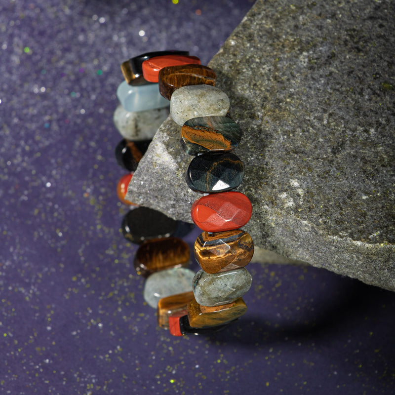 Akrep Burcu Bileklik Dumanlı Kuvars, Golden Obsidyen, Jasper, Kaplan Gözü, Kırmızı Akik, Pembe Kuvars