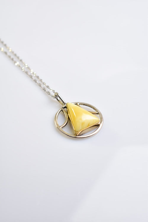 Natural Drop Amber 925 Sterling Silver Necklace