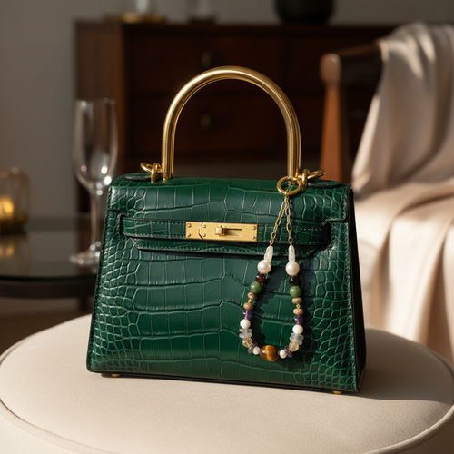 Doğal Taşlı Çanta Charmı ( İnci, Yeşim, Kaplan Gözü, Sitrin, Ametist, Jasper, Labradorit)