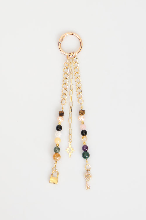 Doğal Taşlı Çanta Charmı ( Sitrin, Ametist, Kaplan Gözü, Necef, Pembe Kuvars, İnci )