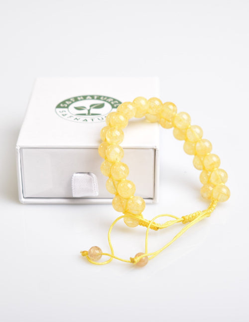 Sitrin 8mm Çift Sıra Makrome Doğal Taş Bileklik