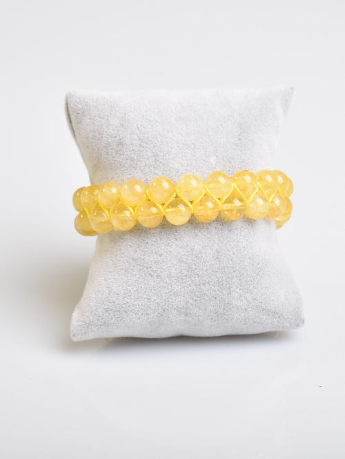 Sitrin 8mm Çift Sıra Makrome Doğal Taş Bileklik