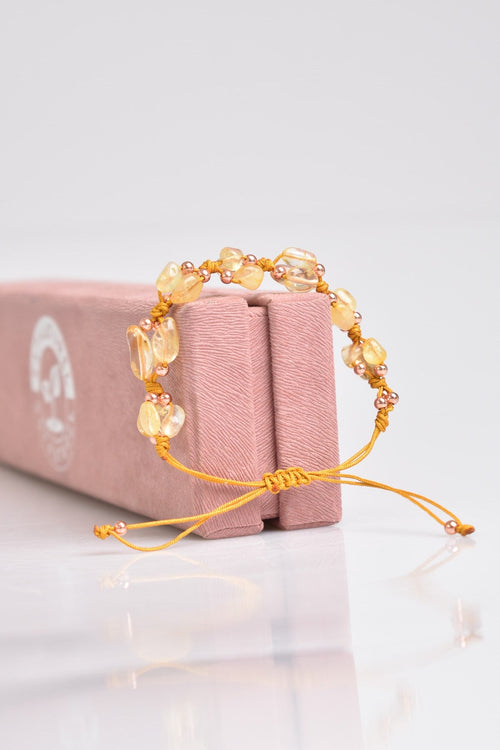 Sitrin Doğal Taş Üçlü Makrome Özel Tasarım Bileklik