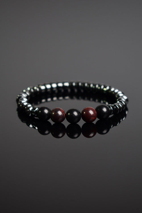Dragon Jasper - Hematit Doğal Taş Unisex Bileklik