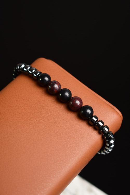 Dragon Jasper - Hematit Doğal Taş Unisex Bileklik