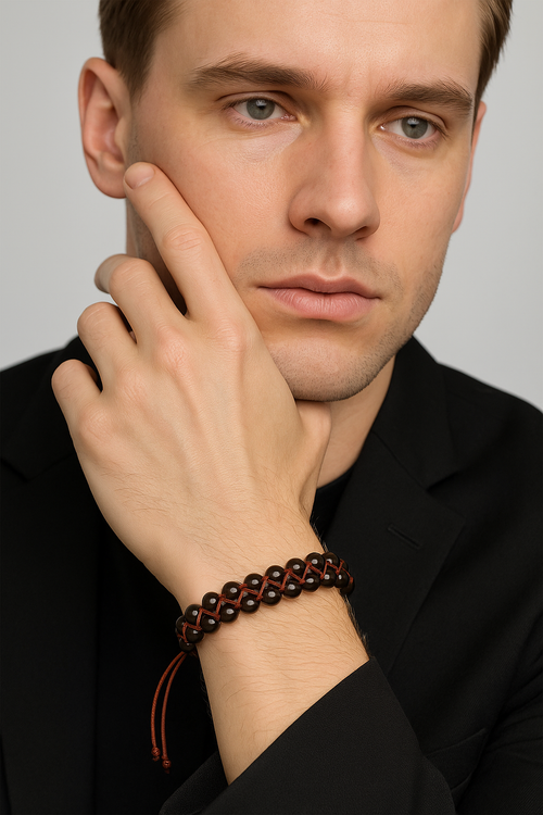 Dumanlı Kuvars 6mm Çift Sıra Makrome Doğal Taş Bileklik