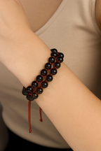 Dumanlı Kuvars 8mm Çift Sıra Makrome Doğal Taş Bileklik