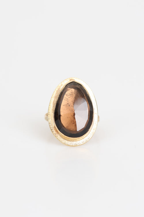 Dumanlı Kuvars Doğal Taş 925 Ayar Gümüş Yüzük