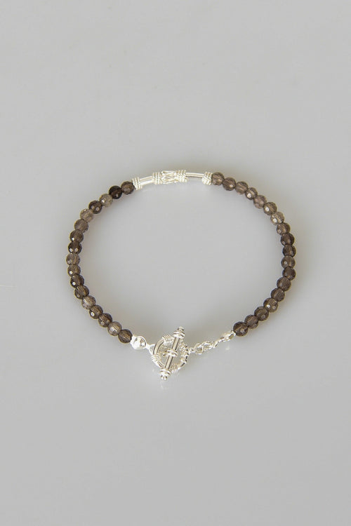 Dumanlı Kuvars Doğal Taş 925 Ayar Gümüş Kapama Bileklik - Ayışığı Koleksiyonu