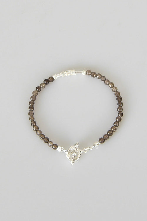 Dumanlı Kuvars Doğal Taş 925 Ayar Gümüş Kapama Bileklik - Ayışığı Koleksiyonu