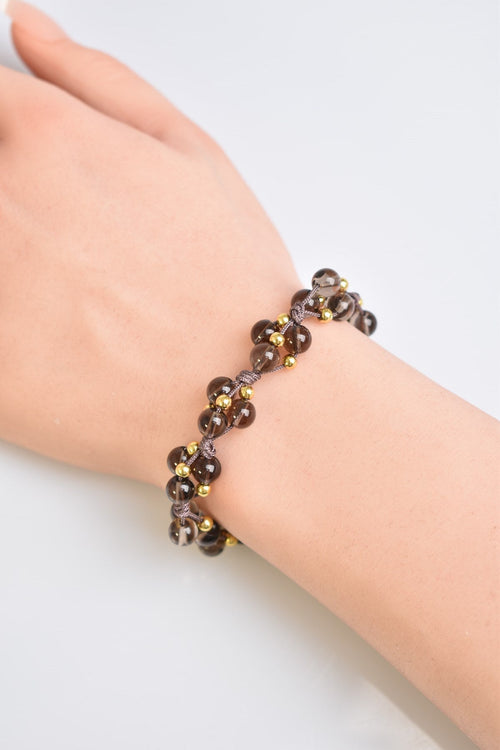 Dumanlı Kuvars Üçlü Makrome Özel Tasarım Bileklik 6 mm