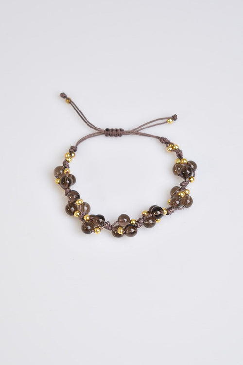 Dumanlı Kuvars Üçlü Makrome Özel Tasarım Bileklik 6 mm