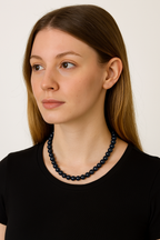 Dumortierit Doğal Taş 8 mm Dizi Kolye