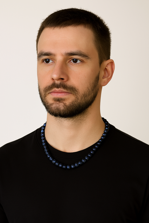 Dumortierit Doğal Taş 8 mm Dizi Kolye