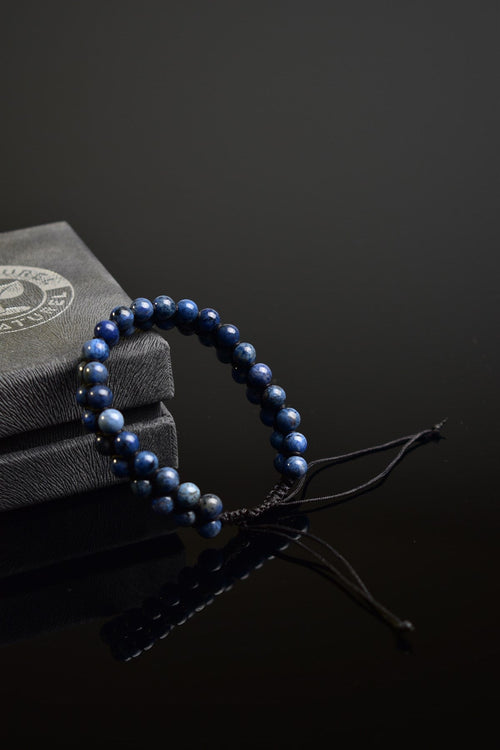 Dumortierit Doğal Taş Çift Sıra Makrome Bileklik 6 mm