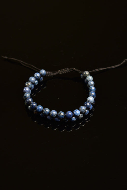 Dumortierit Doğal Taş Çift Sıra Makrome Bileklik 6 mm