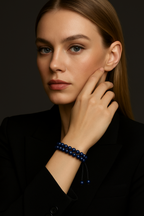 Dumortierit Doğal Taş Çift Sıra Makrome Bileklik 6 mm