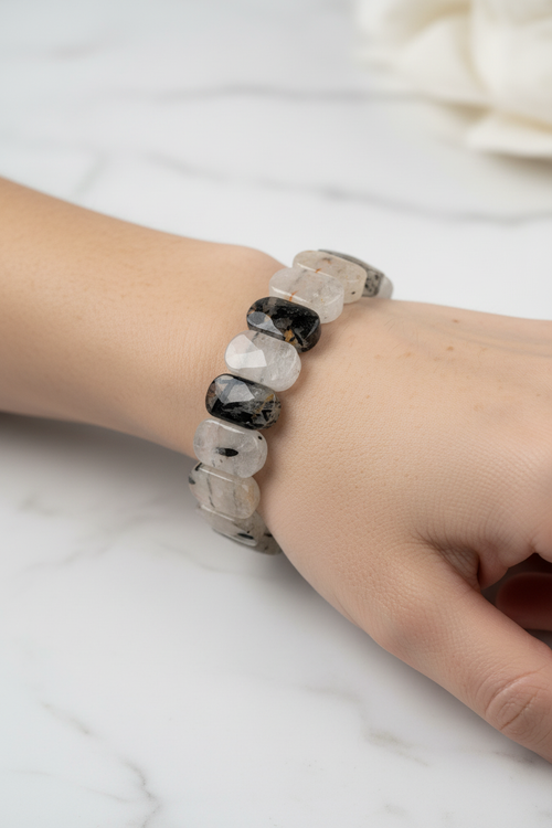 Rutilli Kuvars Doğal Taş Geniş Kesim Bileklik