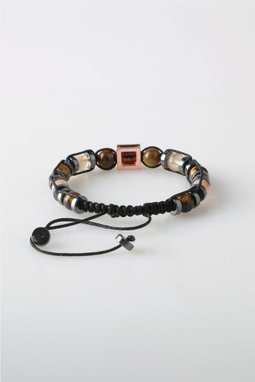 Erkek Bilekliği Kaplan Gözü-Sitrin-Hematit Doğal Taş Erkek Zirkon Bileklik