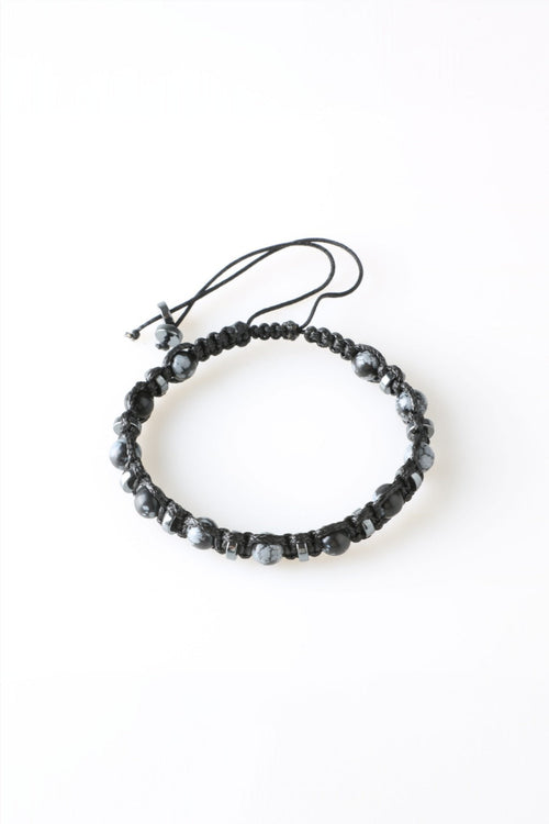 Erkek Bilekliği Orijinal Hakiki Sertifikalı Karlı Obsidyen - Hematit İpli Doğal Taş Bileklik 6mm