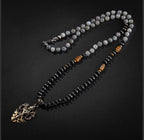 Erkek Kolyesi Labradorit-kaplan Gözü-hematit Doğal Taş Gümüş Tasarım Kolye