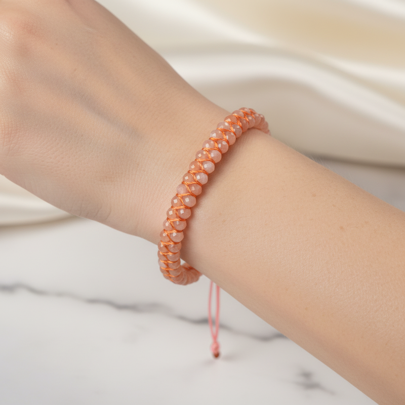 Güneş Taşı 3-4 mm Çift Sıra Doğal Taş Bileklik – Unisex El İşçiliği - Görsel 1 - Safnaturel