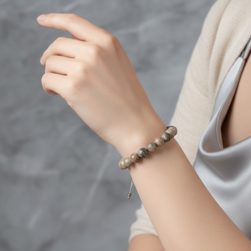 Fosil Mercan 8 mm Merdiven Kapama Doğal Taş Bileklik – El İşçiliği - Görsel 1 - Safnaturel