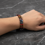 Oğlak Burcu Doğal Taş Bileklik – Dumanlı Kuvars, Dumortierit, Obsidyen, Jasper, Kaplan Gözü & Kırmızı Akik