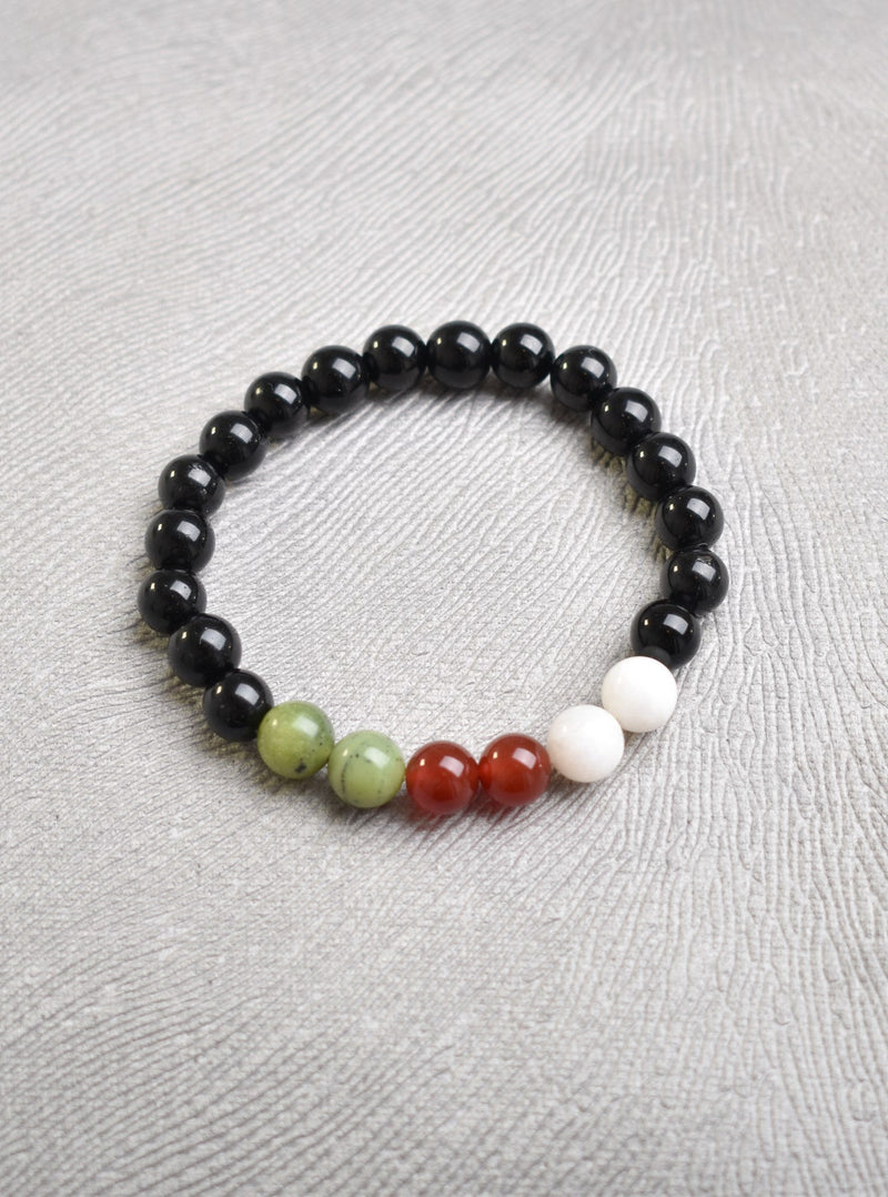 Filistin Temalı Doğal Taş 8 mm Bileklik ( Yeşim-Akik-Obsidyen-Ay Taşı) - Görsel 4 - Safnaturel