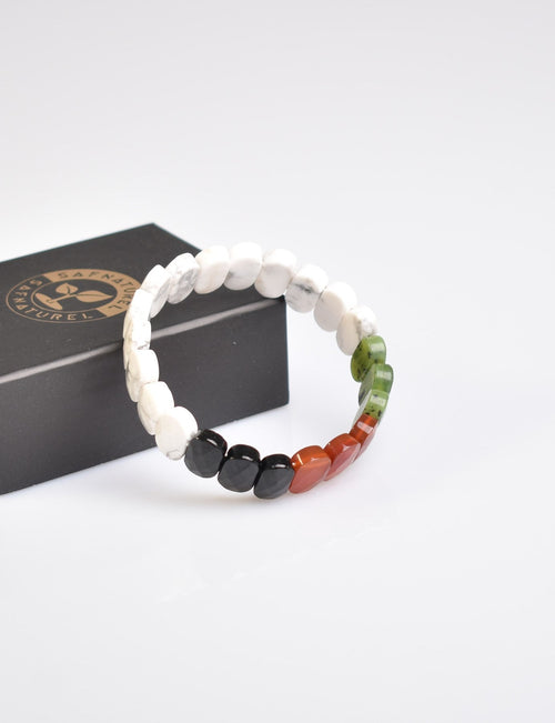 Filistin Temalı Doğal Taş Tasarım Bileklik ( Yeşim-Akik-Turmalin-Havlit )