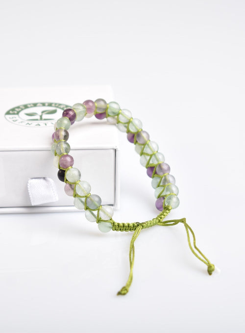 Florit 6mm Çift Sıra Makrome Doğal Taş Bileklik