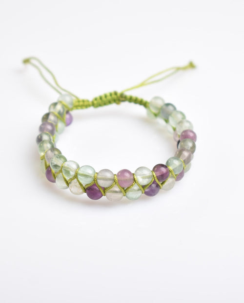 Florit 6mm Çift Sıra Makrome Doğal Taş Bileklik