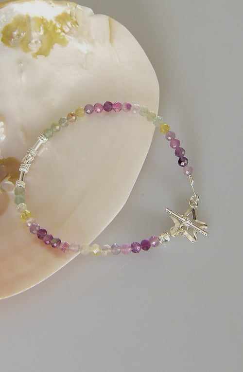 Florit Doğal Taş 925 Ayar Gümüş Kapama Bileklik - Ayışığı Koleksiyonu