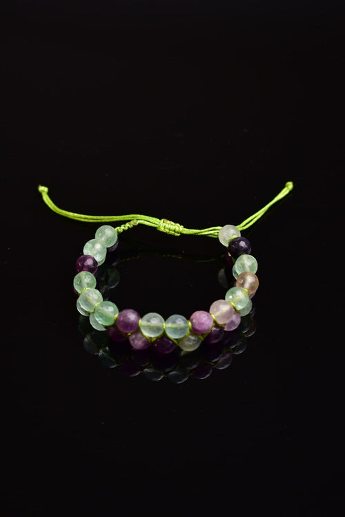 Florit Doğal Taş Çift Sıra Makrome Bileklik 8 mm