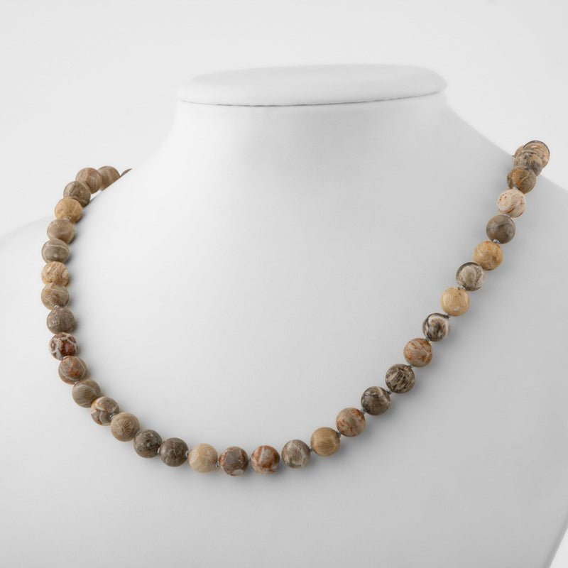 Fosil Mercan 8 mm Düğümlü Doğal Taş Kolye - Görsel 4 - Safnaturel