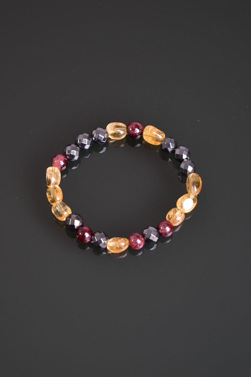 Garnet - Sitrin - Hematit Doğal Taş Bileklik 8 mm - Görsel 5 - Safnaturel