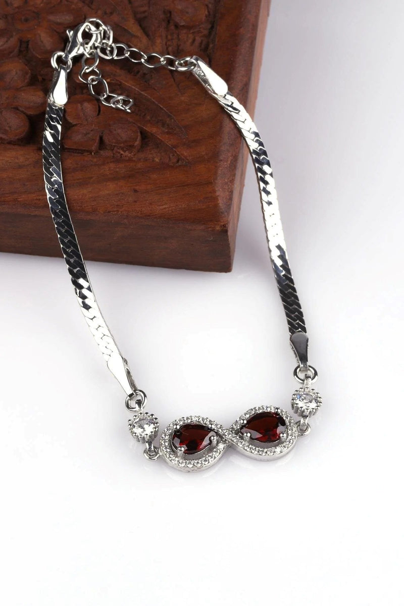 Garnet - Lal Doğal Taş 925 Ayar Gümüş Bileklik — Safnaturel doğal taş (4)