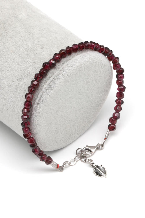 Garnet - Lal Doğal Taş 925 Ayar Gümüş Bileklik