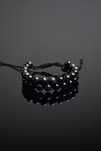 Golden Obsideyn Doğal Taş Çift Sıra Makrome Bileklik 8 mm