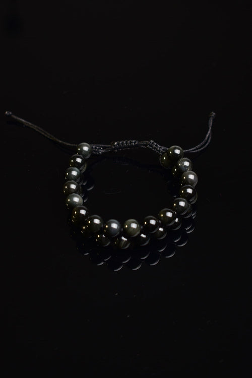 Golden Obsideyn Doğal Taş Çift Sıra Makrome Bileklik 8 mm