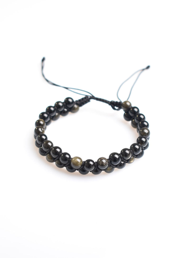 Golden Obsidyen 6mm Çift Sıra Makrome Doğal Taş Bileklik - Görsel 4 - Safnaturel