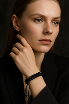 Golden Obsidyen 6mm Çift Sıra Makrome Doğal Taş Bileklik