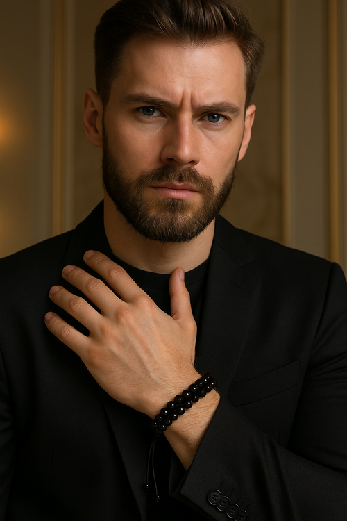 Golden Obsidyen 6mm Çift Sıra Makrome Doğal Taş Bileklik