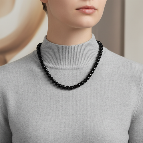 Golden Obsidyen 8 mm Düğümlü Doğal Taş Kolye