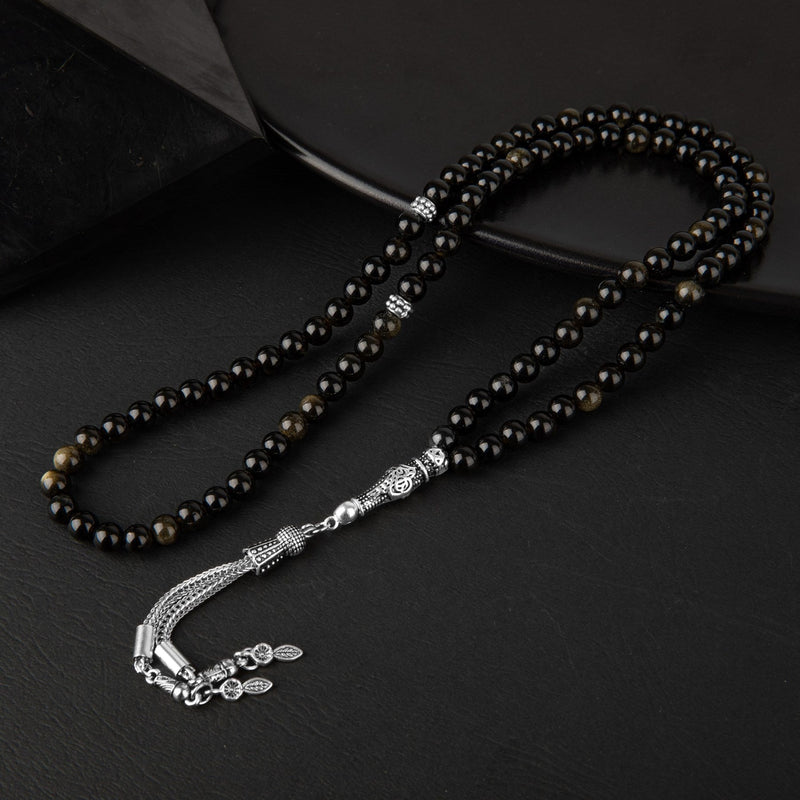 Golden Obsidyen Doğal Taş Tesbih 99luk – 6mm - Görsel 1 - Safnaturel