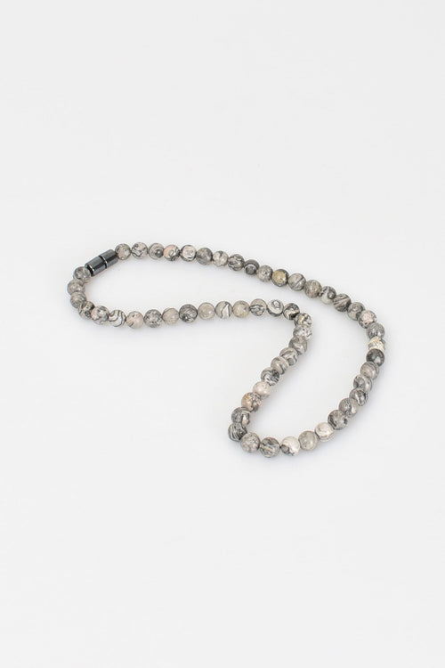 Gri Jasper Doğal Taş 8 mm Dizi Kolye