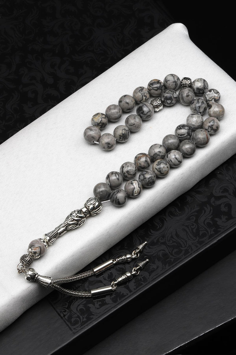 Gri Jasper Doğal Taş Tesbih 8 mm Küre Kesim - Görsel 1 - Safnaturel