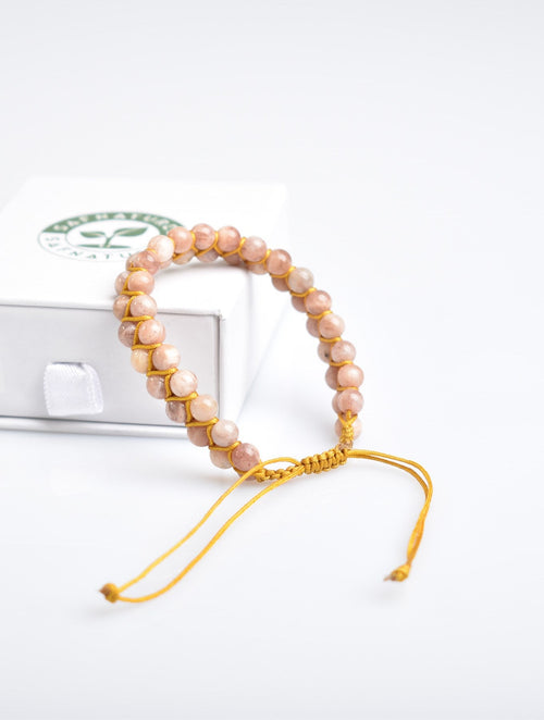 Güneş Taşı 6mm Çift Sıra Makrome Doğal Taş Bileklik