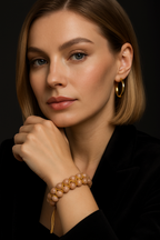 Güneş Taşı 6mm Çift Sıra Makrome Doğal Taş Bileklik