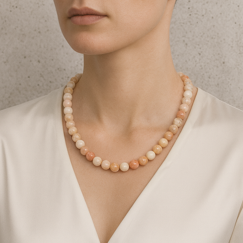 Güneş Taşı Doğal Taş Dizi Kolye 8 mm